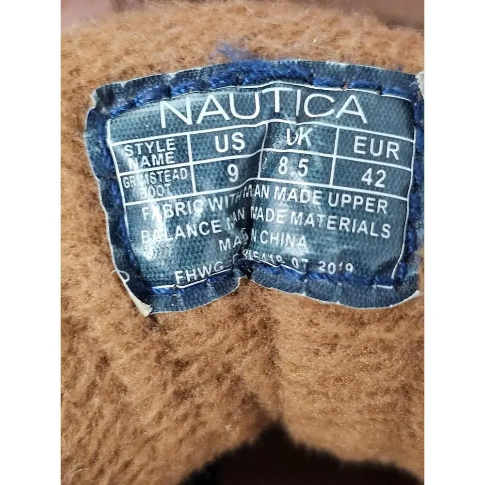 Nautica Lockview Mens‎ Size 10 Leather Winter Snow Duck Boots Lace Up Ankle